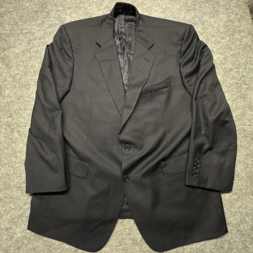 Brooks Brothers Suit Jacket Mens 46 RG Navy Herringbone Wool Loro Piana Blazer